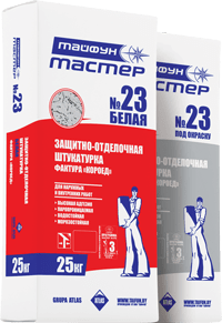 Штукатурка Тайфун-Мастер № 23,3 цементная под окраску финишная с фактурой Короед 3мм (25кг) в Минске - картинка Картинка: штукатурка тайфун-мастер № 23,3 цементная под окраску финишная с фактурой короед 3мм (25кг) в Минске