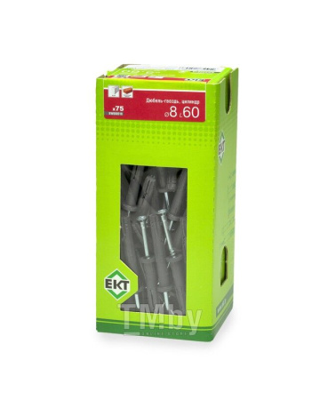 Дюбель-гвоздь 8х60 цилиндр, полипропилен, в коробке с окном (упак/75шт) т.м.ЕКТ код ОКП 22.23.19.500 Дюбель-гвоздь 8х60 цилиндр, полипропилен, в коробке с окном (упак/75шт) т.м.ЕКТ код ОКП 22.23.19.500