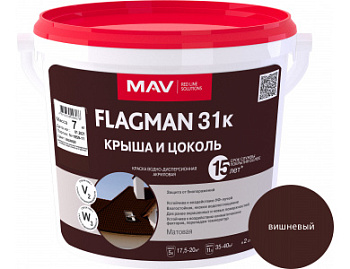 Картинка: краска flagman 31к крыша и цоколь (вд-ак-1031к) вишневая (№ 385) матовая 3л (4кг) в Минске