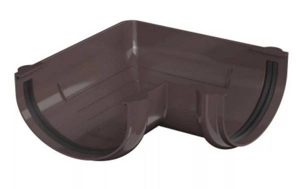 Угол желоба 90° ТН ОПТИМА, коричневый RAL 8019 в Минске - изображение Изображение: угол желоба 90° тн оптима, коричневый ral 8019 в Минске