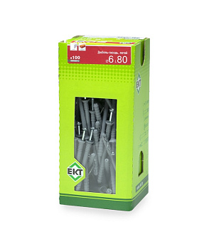 Дюбель-гвоздь 6х80 потай, полипропилен, в пласт. контейнере, ЕКТ (упак/50шт) Дюбель-гвоздь 6х80 потай, полипропилен, в пласт. контейнере, ЕКТ (упак/50шт)