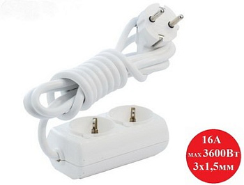 Картинка: удлинитель 2гн3м с/з белый в Минске