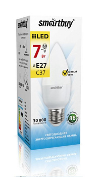 Картинка: лампа светодиодная (led) smartbuy-c37-07w/3000/e27  в Минске
