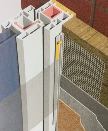 Профиль ПВХ  оконный примыкающий 6мм  L=2,4м с сеткой (30 шт/уп)  в Минске - изображение Изображение: профиль пвх  оконный примыкающий 6мм  l=2,4м с сеткой (30 шт/уп)  в Минске