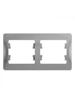 Картинка: рамка glossa gsl000302 2-пост. гориз., алюм. т.м.schneider electric в Минске