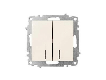 Картинка: выключатель zena vega 2-кл с подсветкой, кремовый т.м.el-bi в Минске