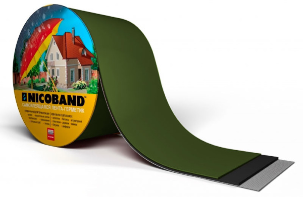 Изображение: лента герметизирующая  10смх3м самоклеящаяся nicoband (зеленая) в Минске