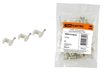 Картинка: скоба плоская пластиковая 14мм (50шт) tdm в Минске