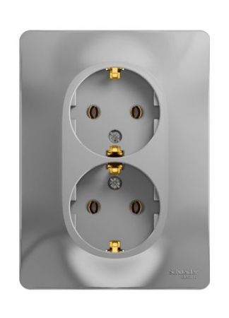 Изображение: розетка glossa gsl000324 2-мест. с/з б/ш с/рамк, алюм. т.м.schneider electric в Минске