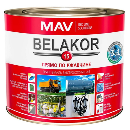 Изображение: грунт-эмаль belakor 15 прямо по ржавчине 3 в 1 быстросохнущая белый 2,4л  в Минске