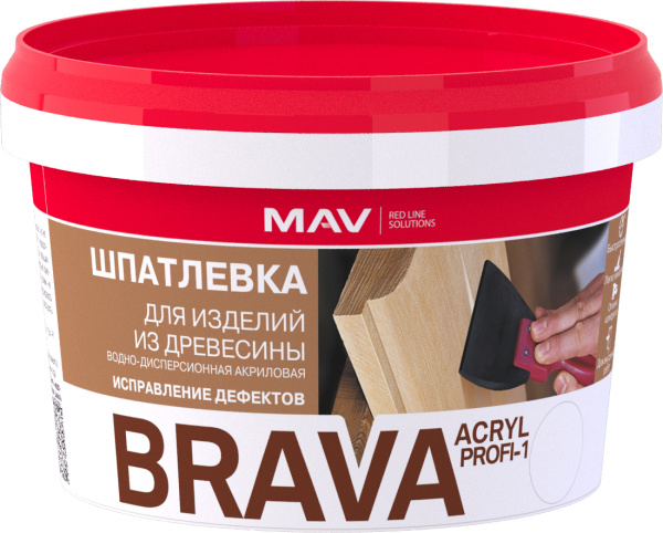 Шпатлевка BRAVA ACRYL PROFI-1 для изделий из древесины ель 0,5л (0,7кг) в Минске - изображение Изображение: шпатлевка brava acryl profi-1 для изделий из древесины ель 0,5л (0,7кг) в Минске