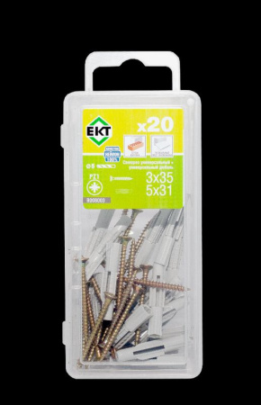 Саморез цинк 3х35+ универс.дюбель UDD5х31,нейлон (упак/20шт) Саморез цинк 3х35+ универс.дюбель UDD5х31,нейлон (упак/20шт)