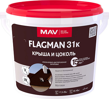 Картинка: краска flagman 31к крыша и цоколь (вд-ак-1031к) графит матовая 5л (7,0кг)  в Минске