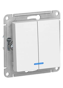 Картинка: выключатель atlasdesign atn000153 2-кл. с/подсв., (белый) т.м.schneider electric в Минске